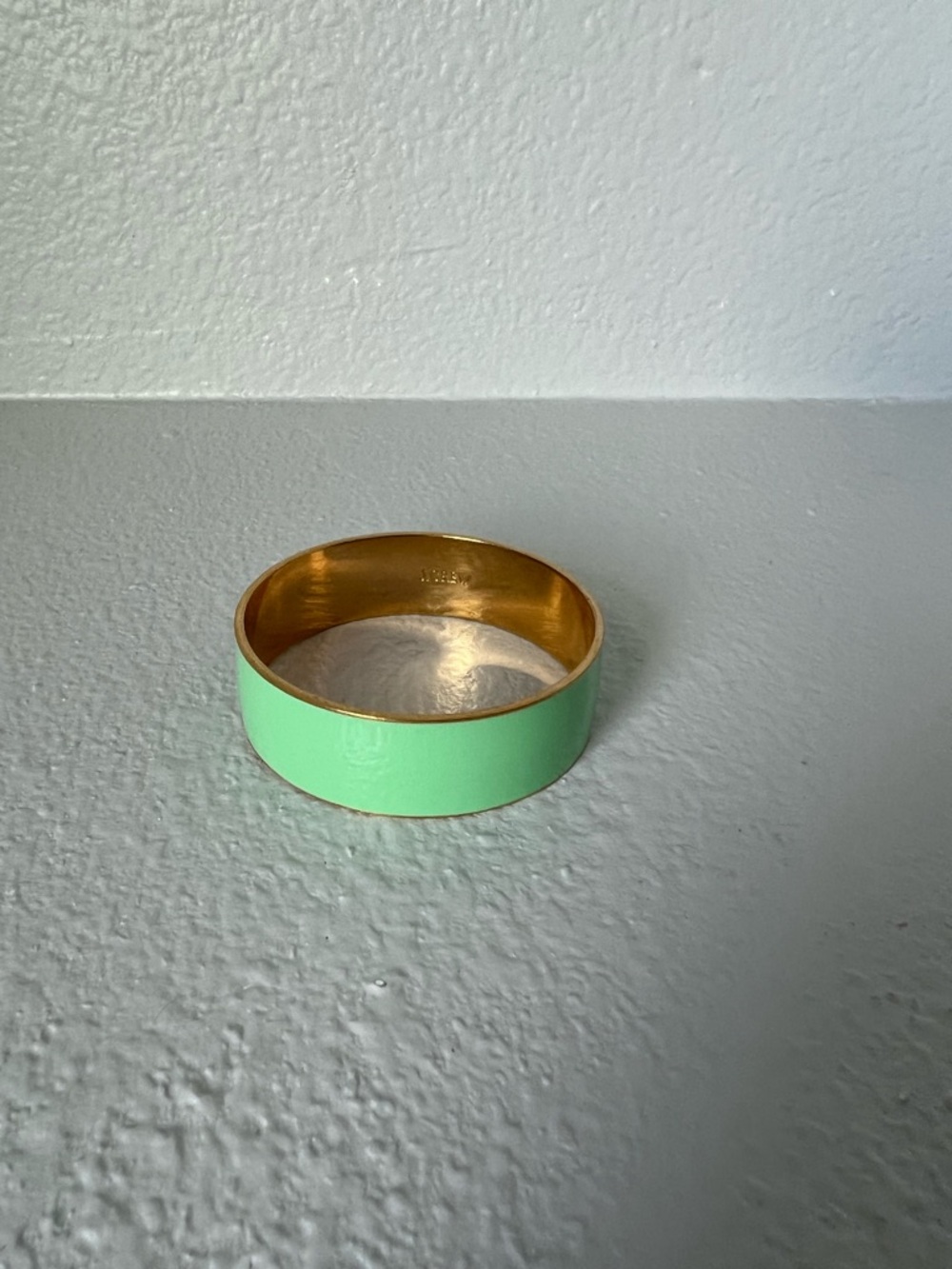 J. Crew Mint Green Enamel Bracelet with Gold Interior